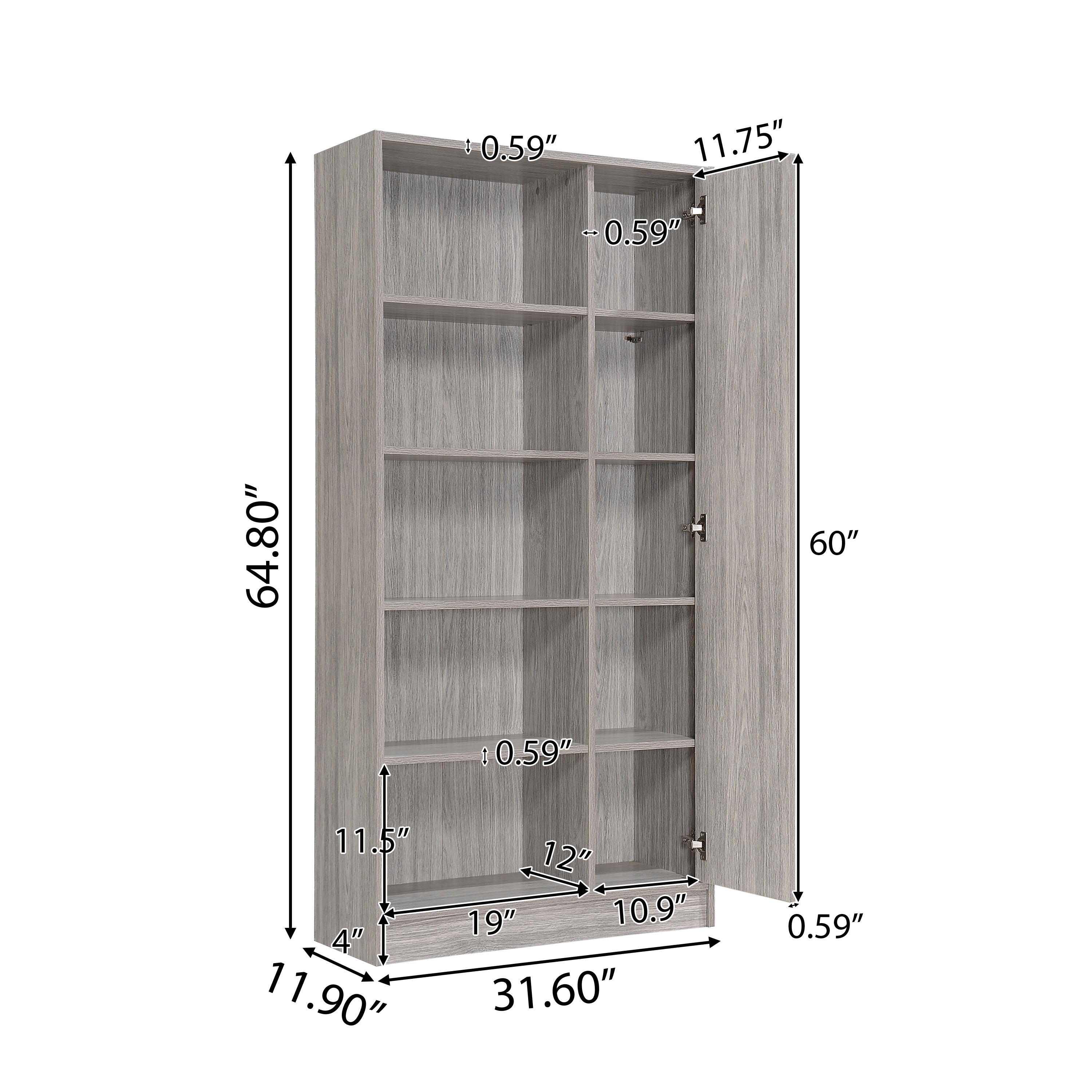 Annabelle Mid Century Modern 5-Shelf Bookcase