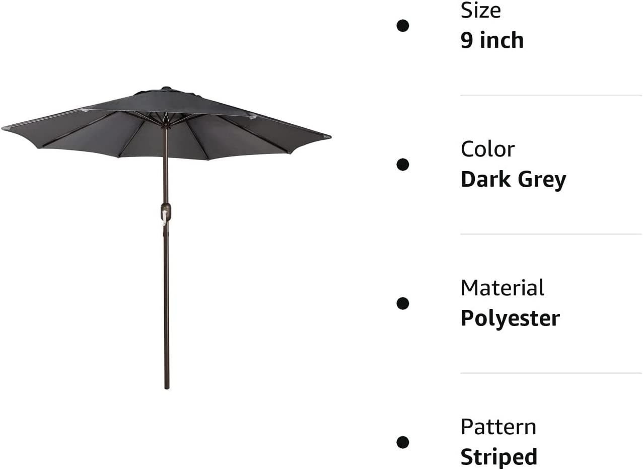 9' Outdoor Market Patio Umbrella with Push Button Tilt and Crank, 8 Ribs (Tan)