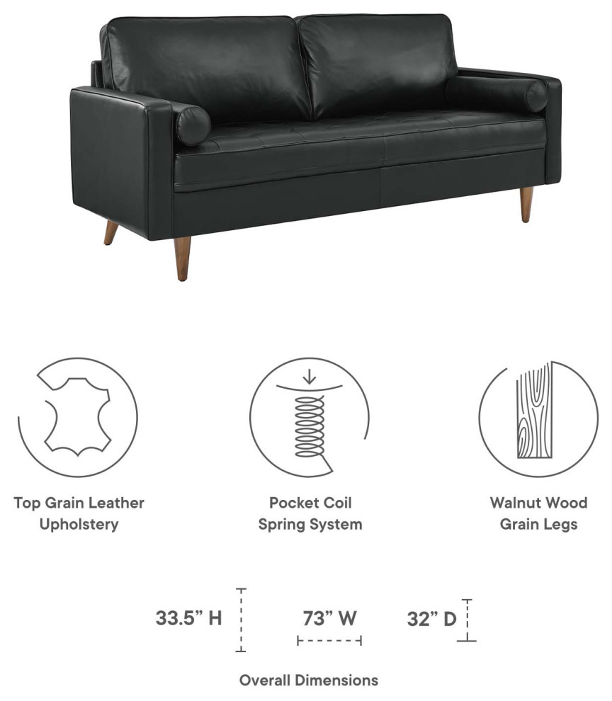 Valour Leather Sofa   Midcentury   Sofas   by Modway  Houzz