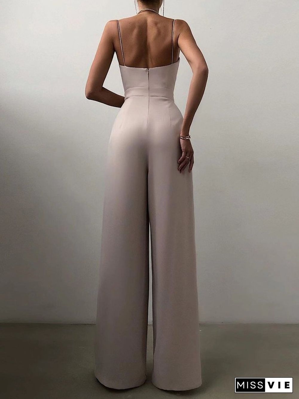 Sling Waist Straight Mopping Minimalist Jumpsuit