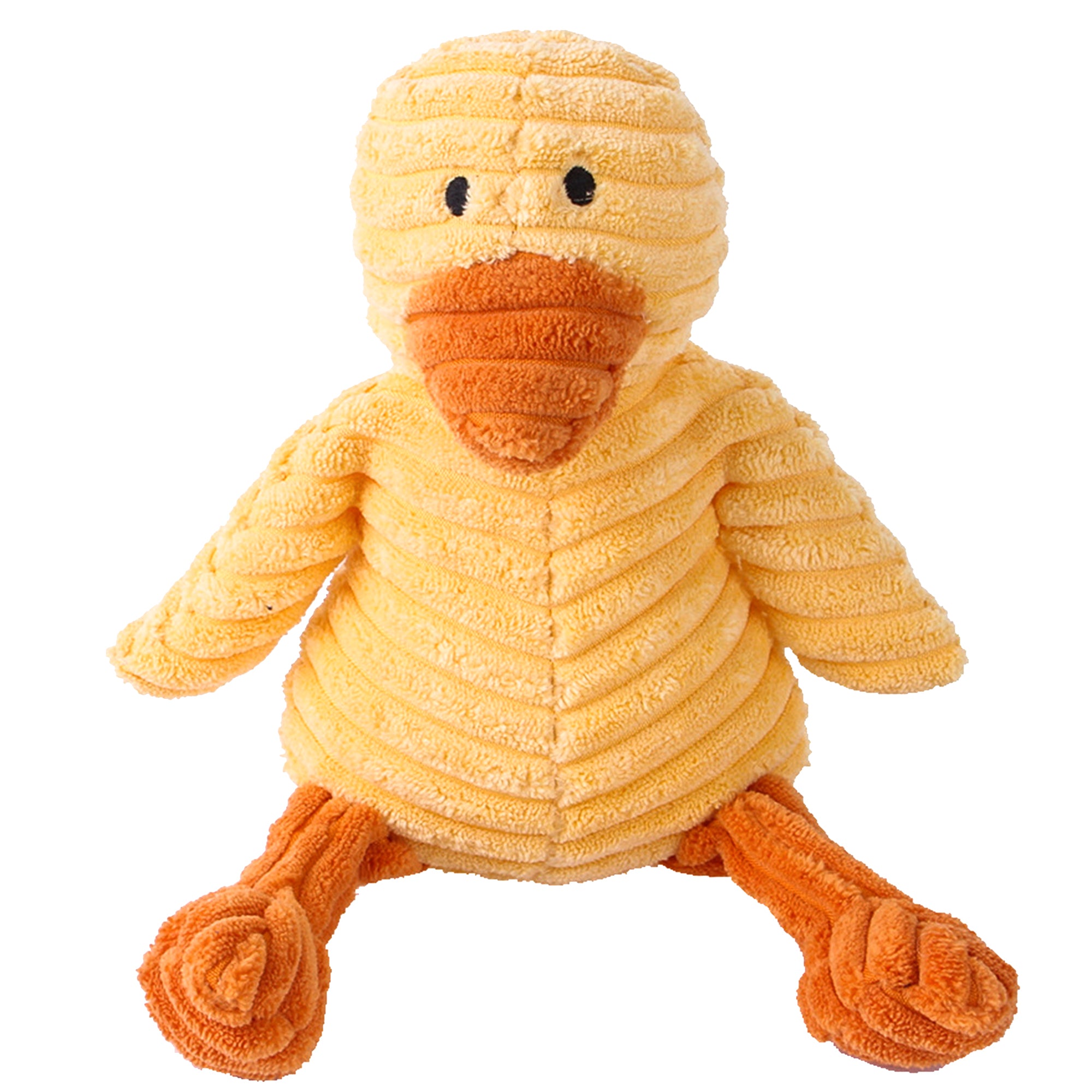 Plush Corduroy Dog Toy， Dog Squeaky Toys， Durable Chew Toys for Puppy and Medium Dogs (Yellow Duck)