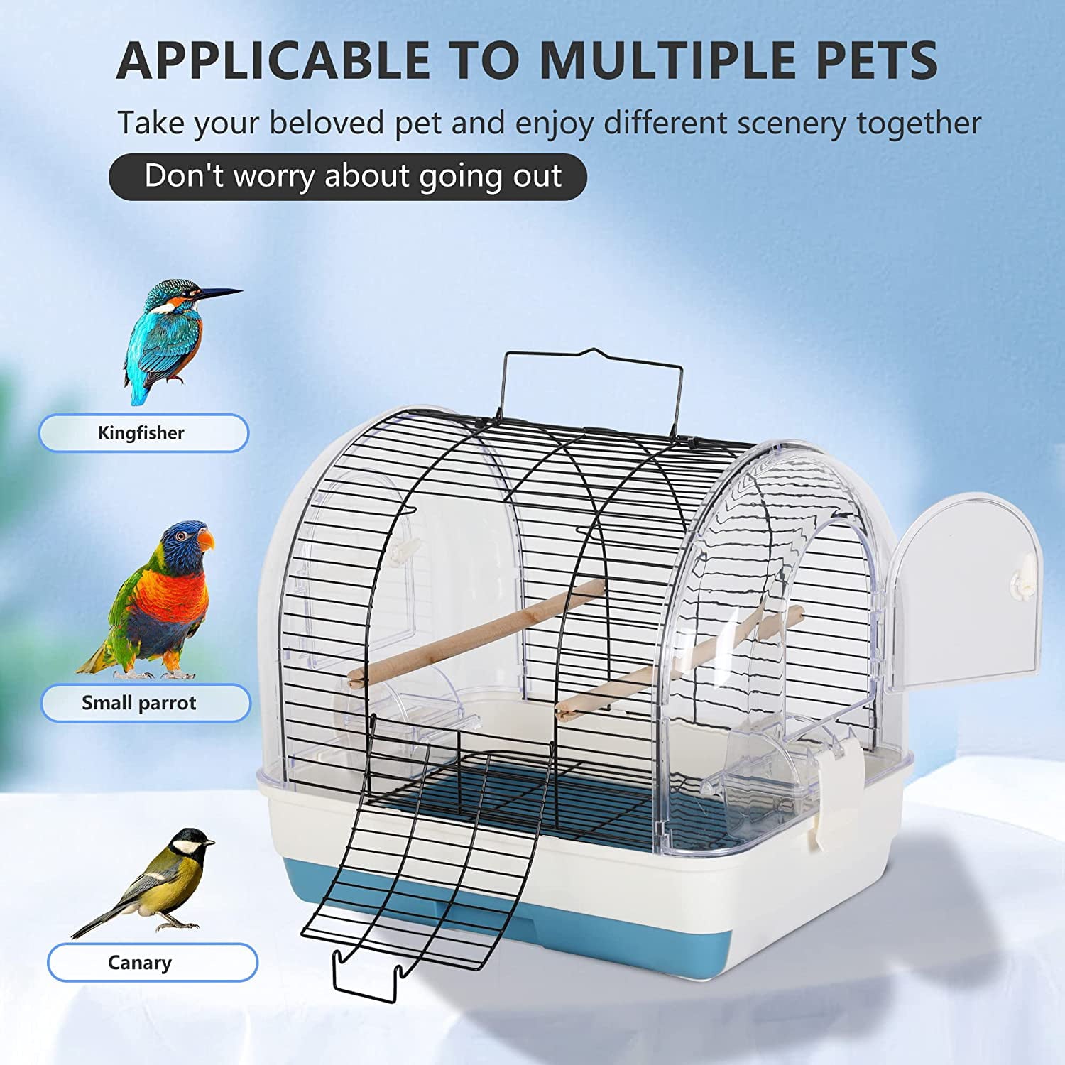 BestPet Bird Carrier Travel Cage with Perch Lightweight Bird Travel Bag Outdoor，Light Blue