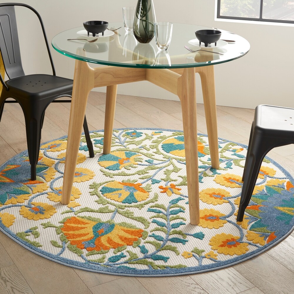 Nourison Aloha Modern Floral Vibrant Multicolored Indoor/Outdoor Area Rug