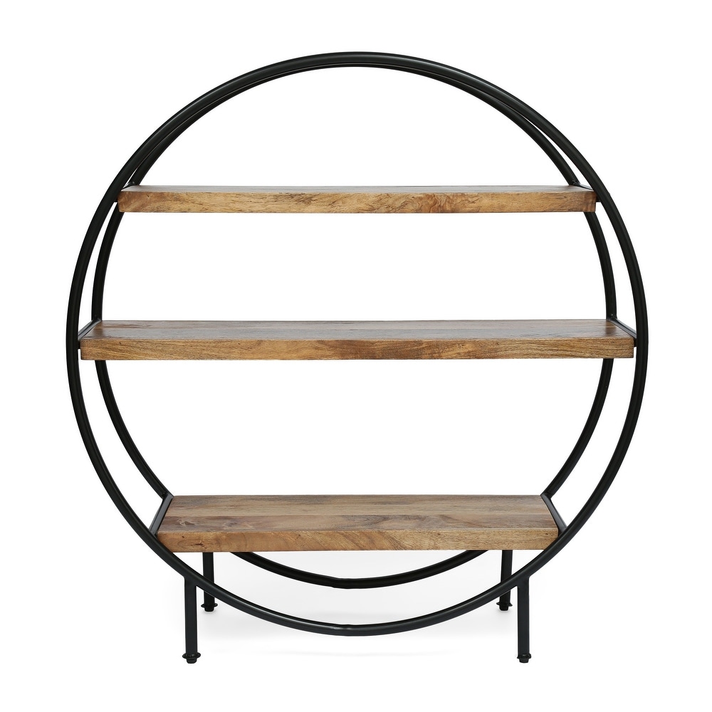 Dundas Indoor Mango Wood Handcrafted Circular Shelf by Christopher Knight Home