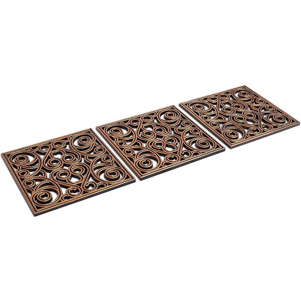BirdRock Home 12 in. x 12 in. Copper Rubber Tile Step Stone (Set of 3) 10957
