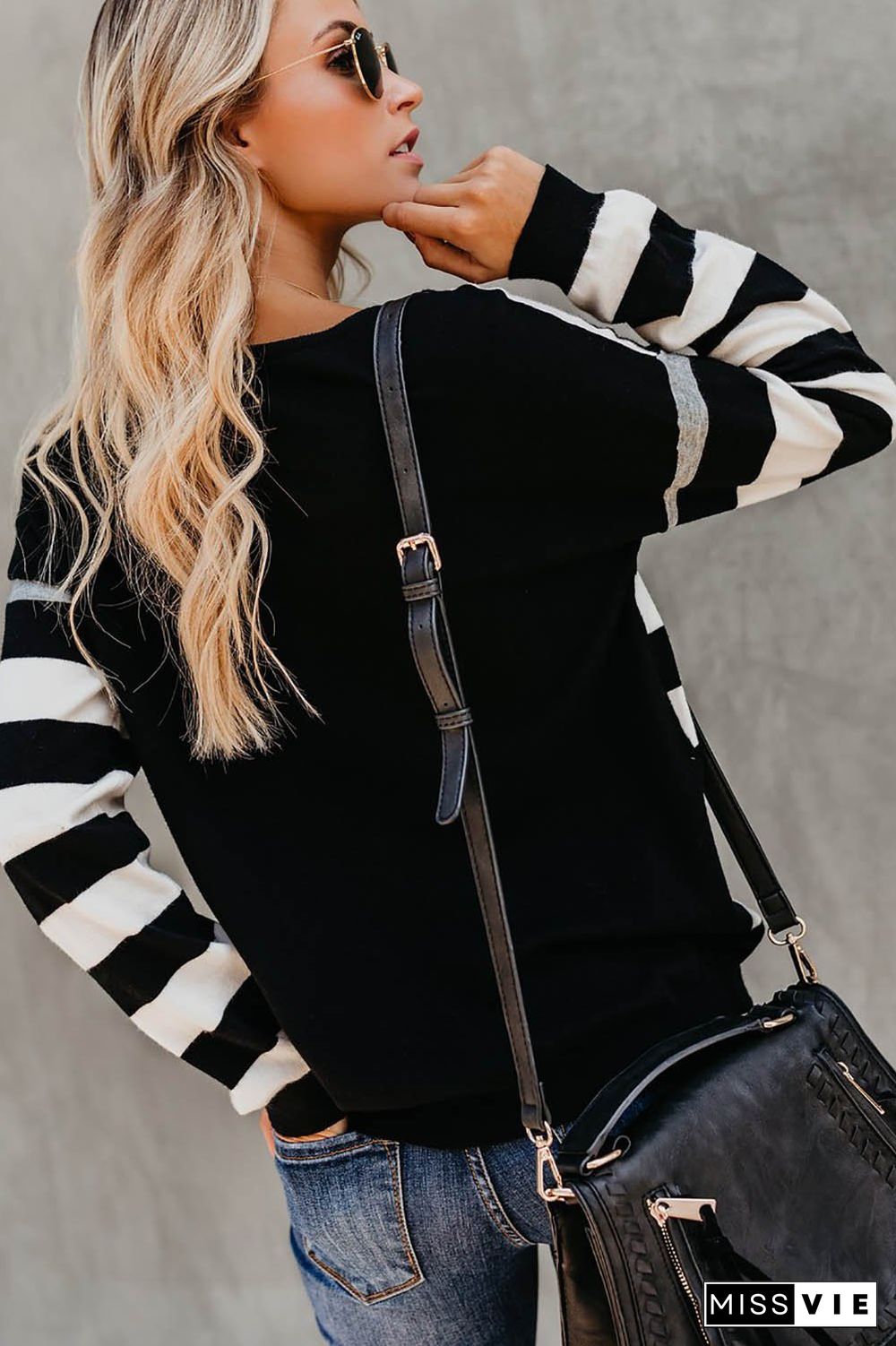 Long Sleeve Stripe Scoop Neck T-Shirt