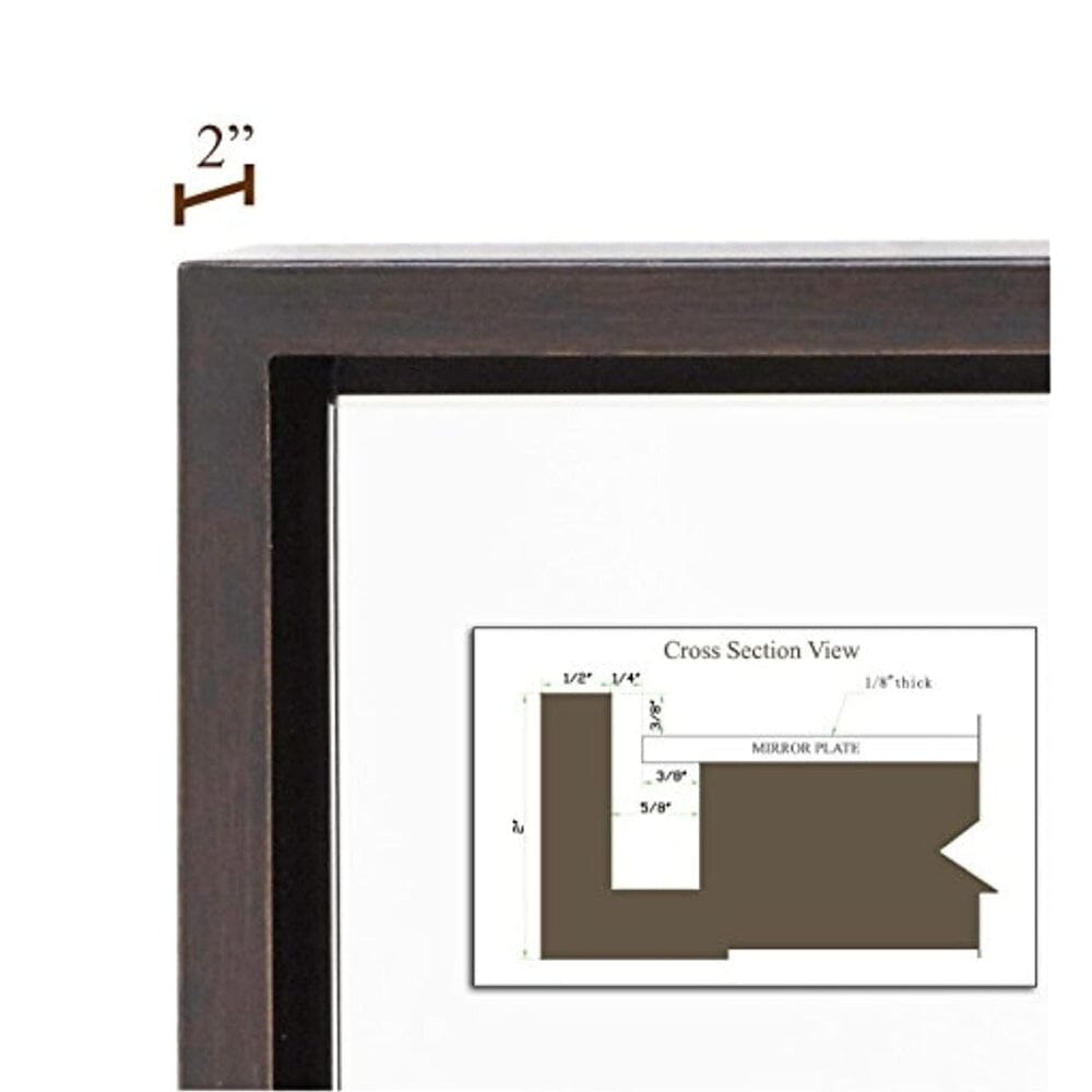 Framed Wall Mirror - 30 x 40 Inches Contemporary Large Rectangle Mirror with Floating Glass Panel and Wenge Wood-Look Frame