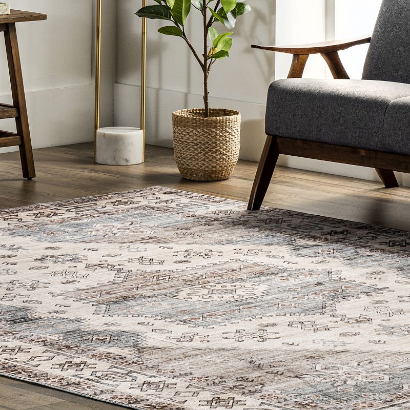 nuLoom Emani Machine Washable Medallion Area Rug