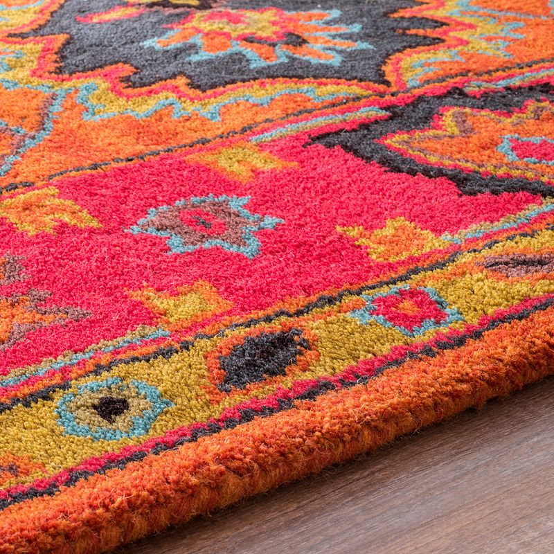 nuLOOM Overdyed Framed Floral Wool Rug