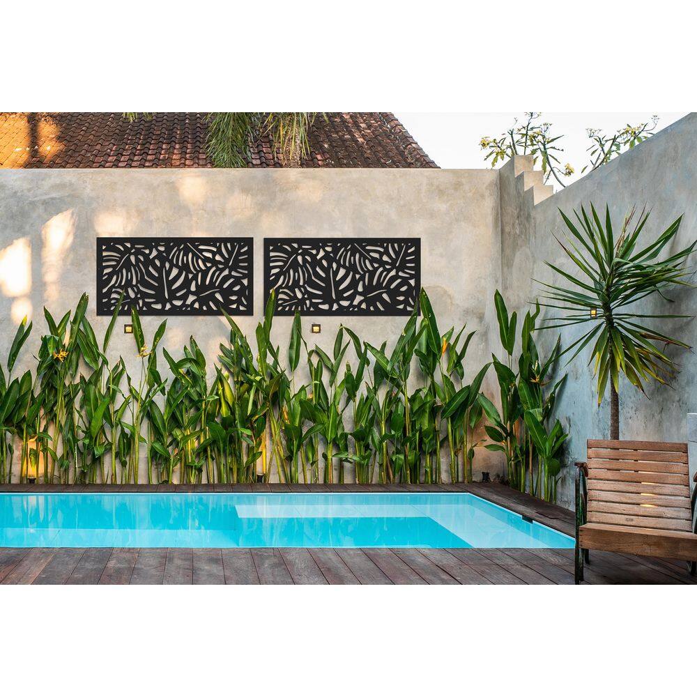 DESIGN VU Tropics 4 ft. x 2 ft. Charcoal Recycled Polymer Decorative Screen Panel Wall Decor and Privacy Panel DVU2406C