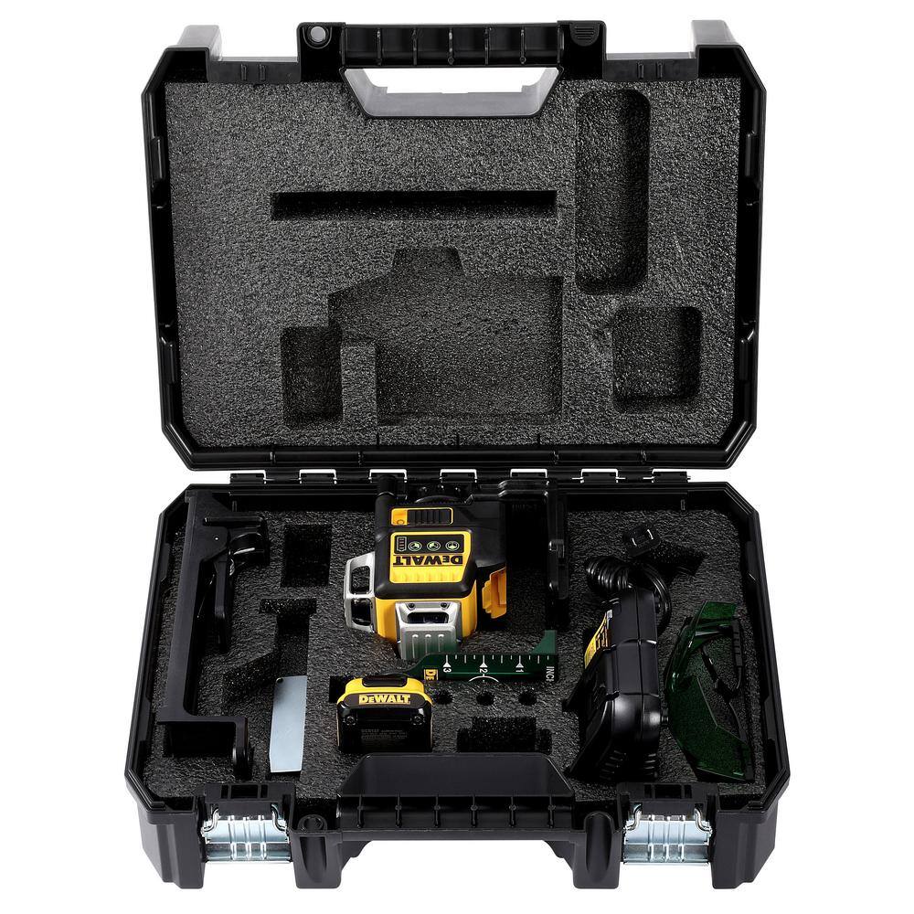 DW Construction Tripod and 12V Maximum Lithium-Ion 100 ft. Green Self-Leveling 3-Beam 360-Degree Laser Level Kit DW0737WDW089LG