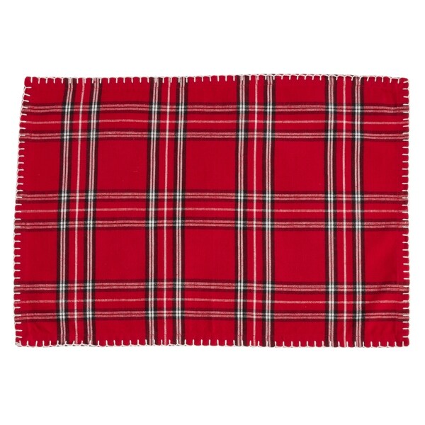 Plaid Whipstitch Cotton Placemats (Set of 4)