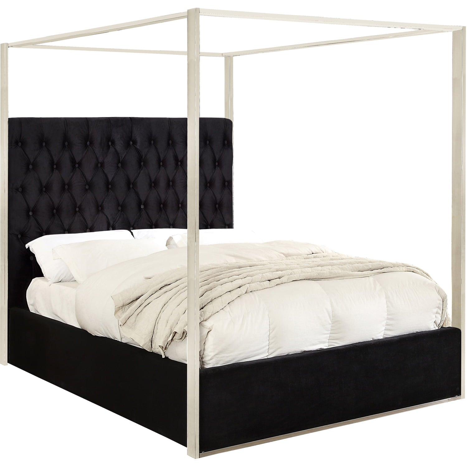 Porter Black Velvet King Bed-Color:Black Velvet,Style:Contemporary