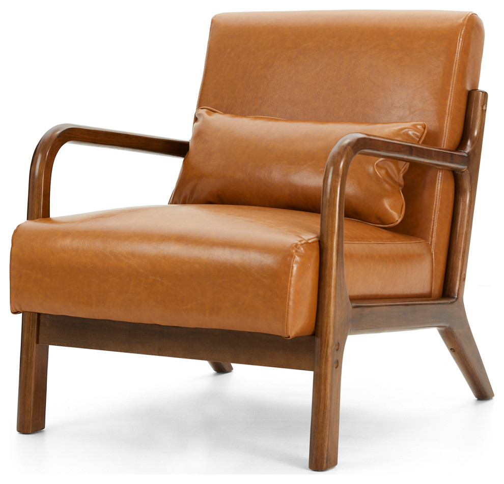 Mid Century Modern Leatherette Accent Armchair  Set of 2   Midcentury   Armchairs And Accent Chairs   by Glitzhome  Houzz