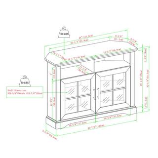 Welwick Designs 44 in. Brushed White Wood and Glass Traditional Window Pane 2-Door Tall Corner TV Stand Fits TVs up to 50 in. HD9061