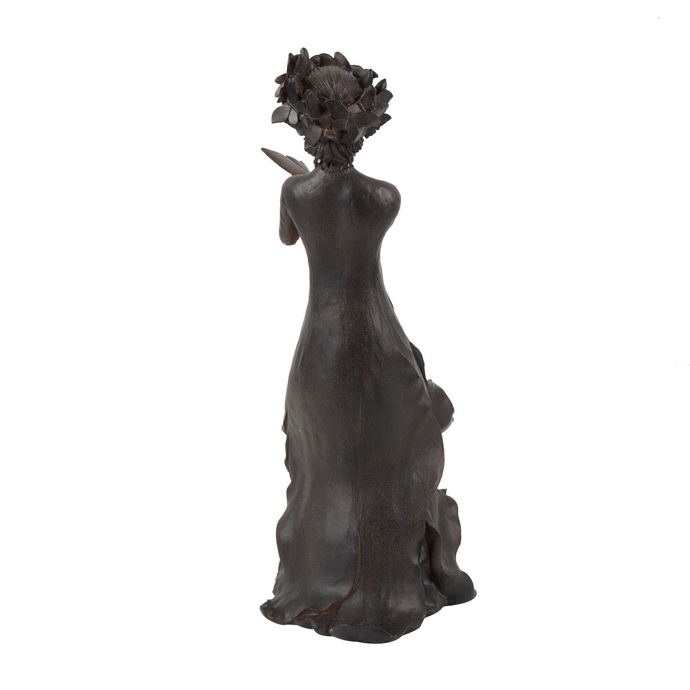 Dark Gray Resin Woman Sculpture