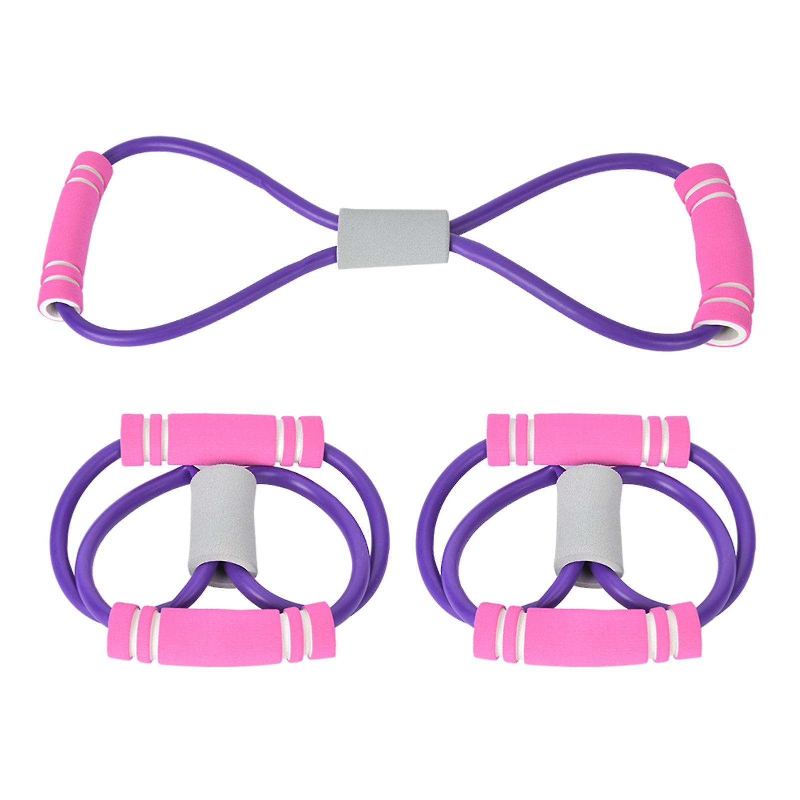 2pcs 8-shaped Pull Rope Chest Expander Elasticity Belt Stretching Strap Yoga Fitness Equipmentpurple