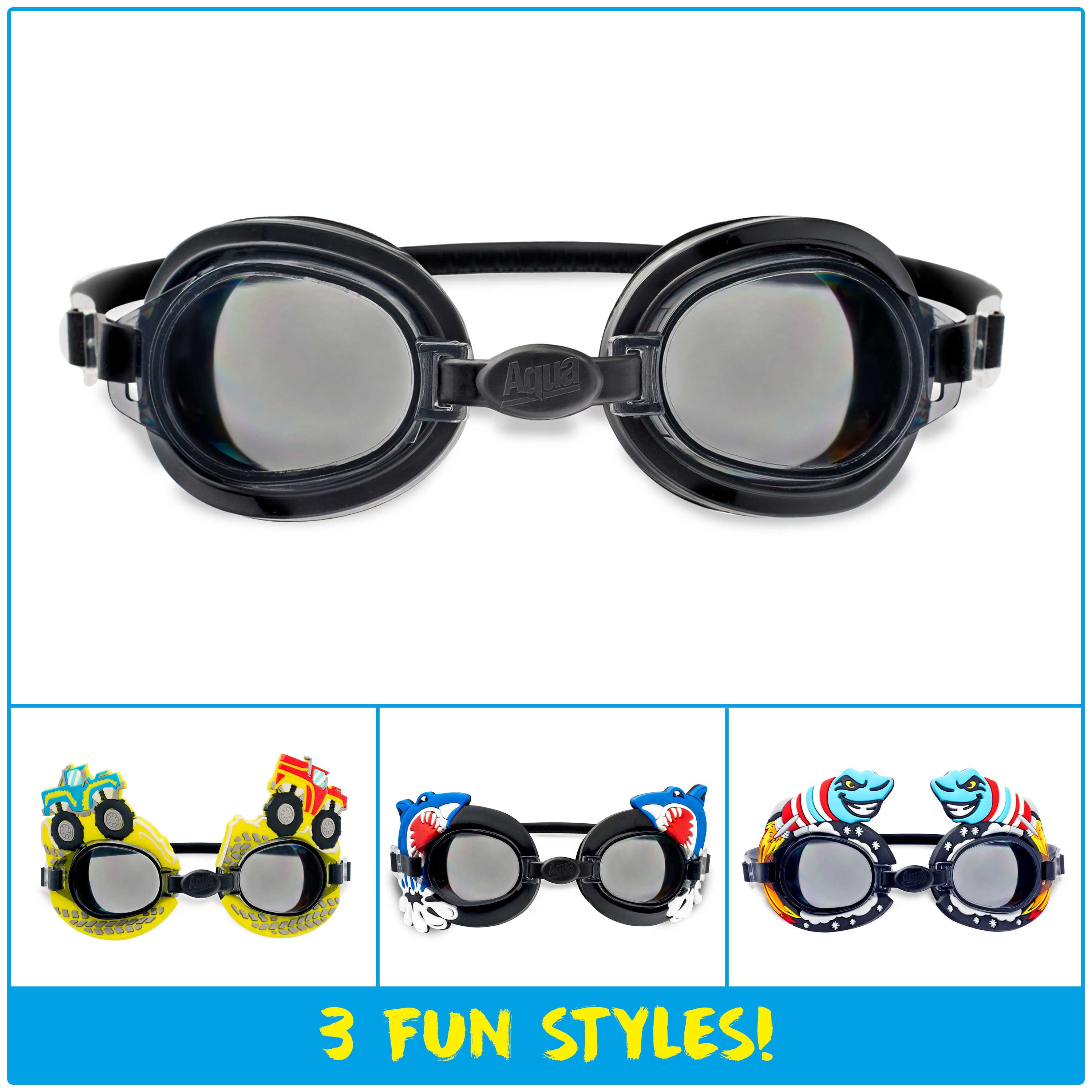 EyePop Transform Boys Swim Goggle Set Including 3 Individual Attachments, for Kids Ages 4 and up