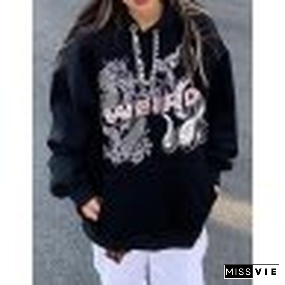 Dragon Graphic Fleece Lined Pullover Hoodie