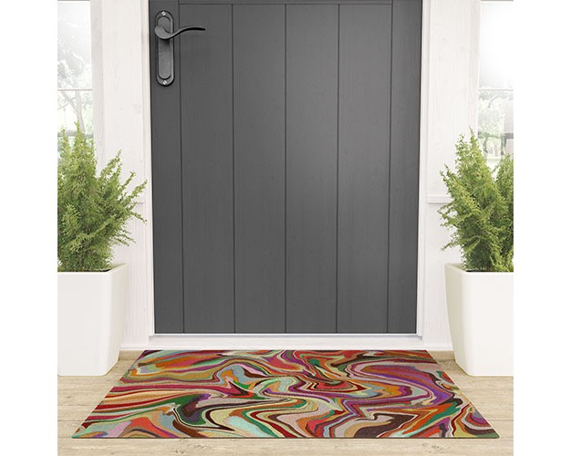 Alisa Galitsyna Colorful Liquid Swirl Welcome Mat Deny Designs