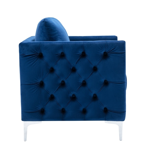 Tufted Button Accent Chair with Steel Legs