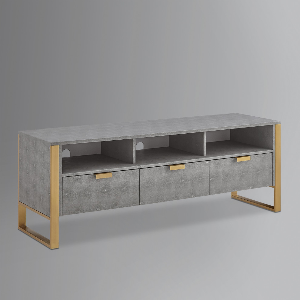 Nicole Miller Chayton TV Stand  Faux Shagreen 55Lx16Wx20.7H   Contemporary   Entertainment Centers And Tv Stands   by Inspired Home  Houzz