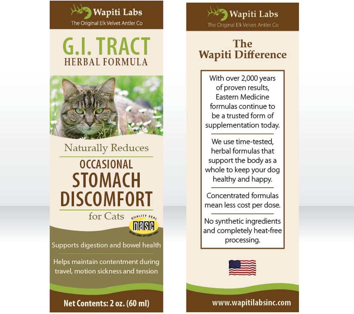 Wapiti Labs G.I. Tract Homeopathic Medicine for Digestive Issues for Cats