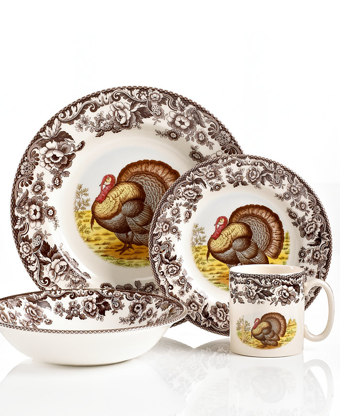 Spode Dinnerware Woodland Turkey 4 Piece Place Setting