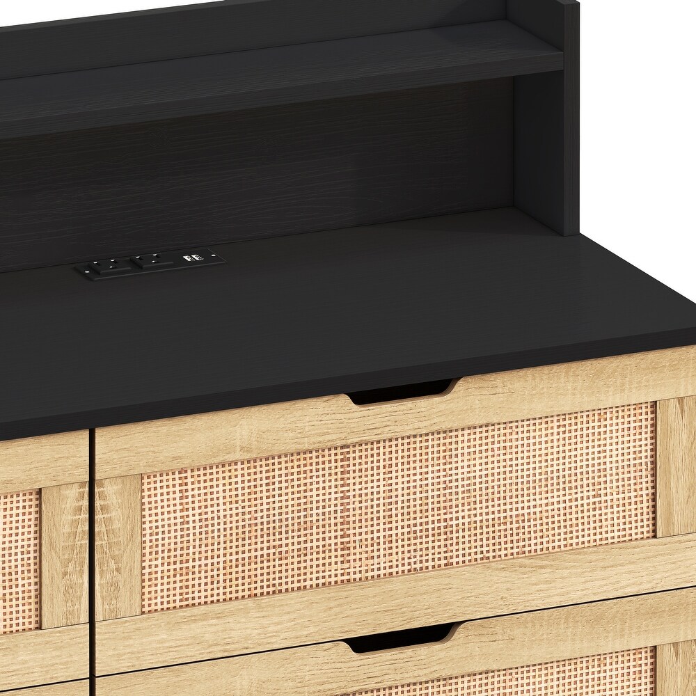 6 Drawers Rattan Storage Cabinet