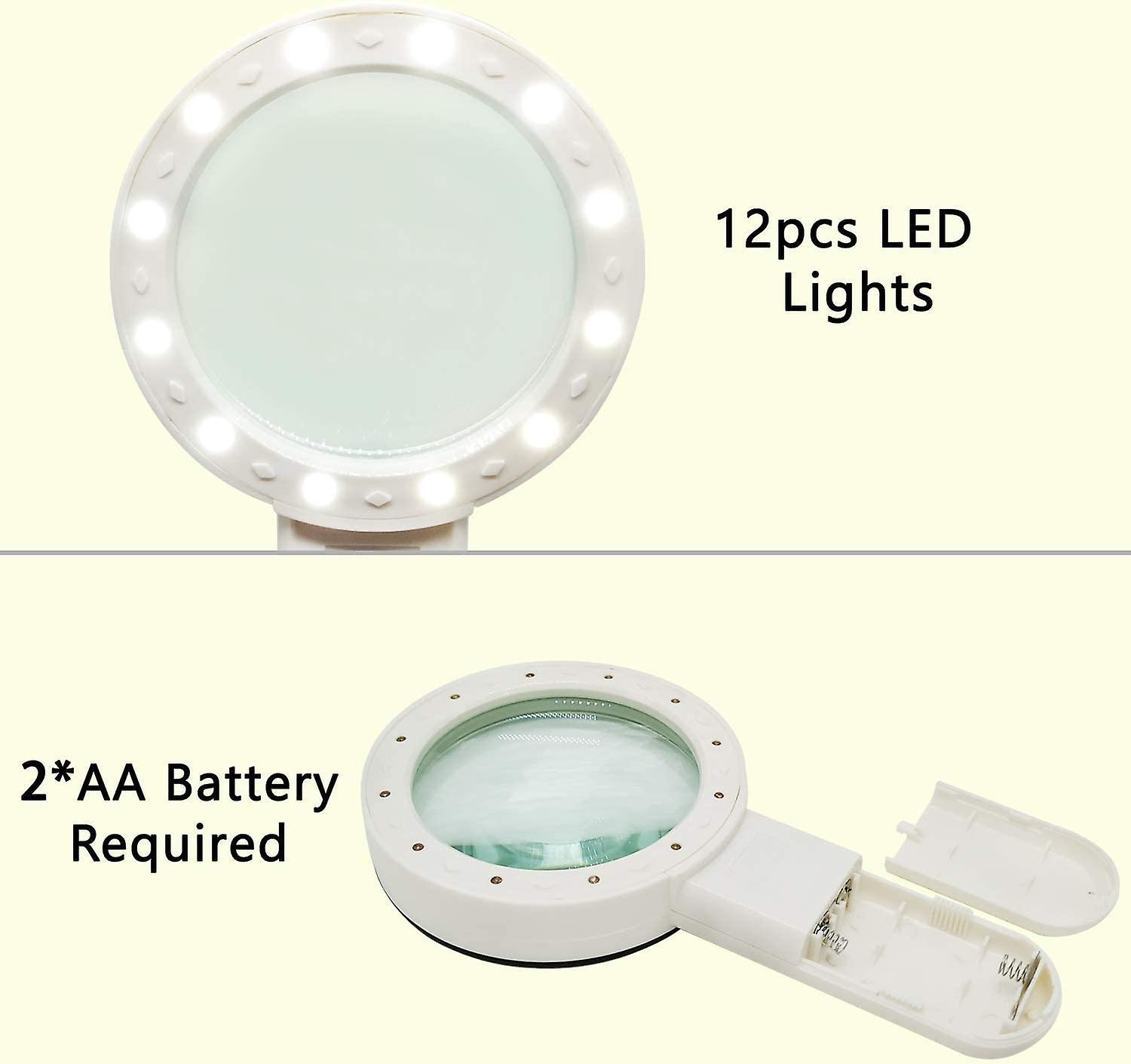 Magnifying Glass With Light， Handheld Magnifying Glass 30x 12 Led Lighted Magnifier Illuminated Magnifying Glass For Low Vision Seniors Reading， Solde