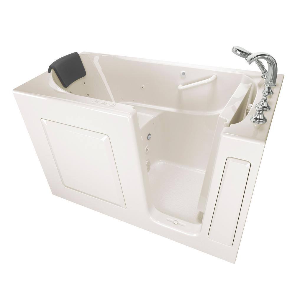 American Standard Gelcoat Premium Series 60 in. Right Hand Walk-In Whirlpool and Air Bathtub in Linen 3060.109.CRL