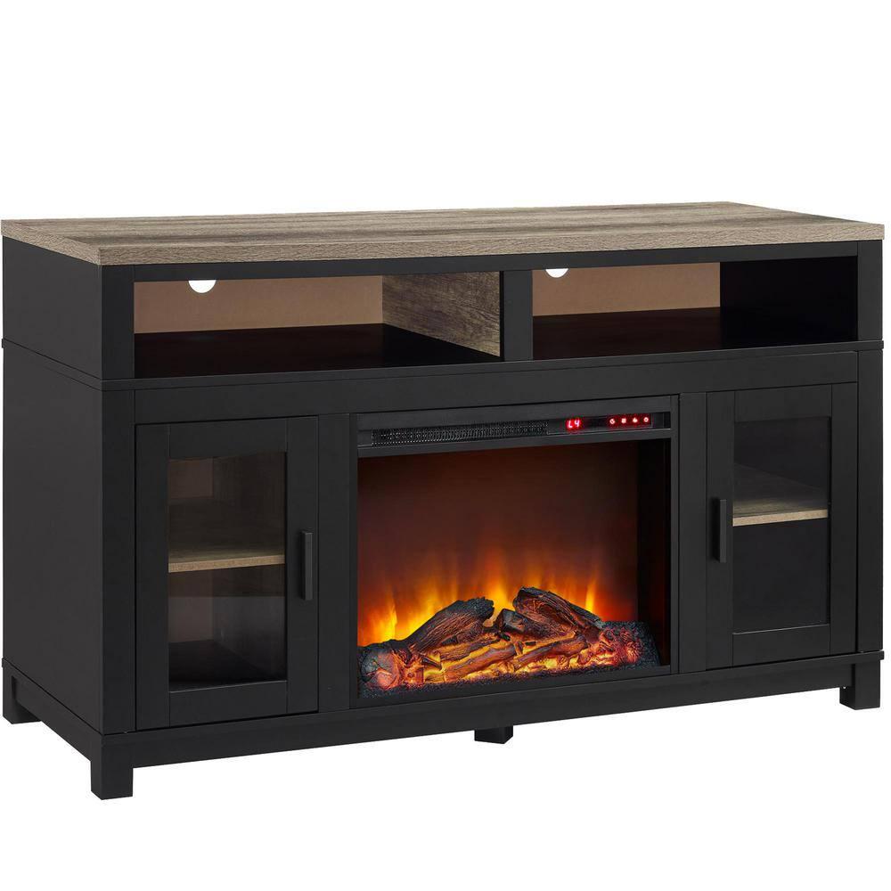 Ameriwood Home Viola 541 in Freestanding Electric Fireplace TV Stand for TVs up to 60 in W in Black