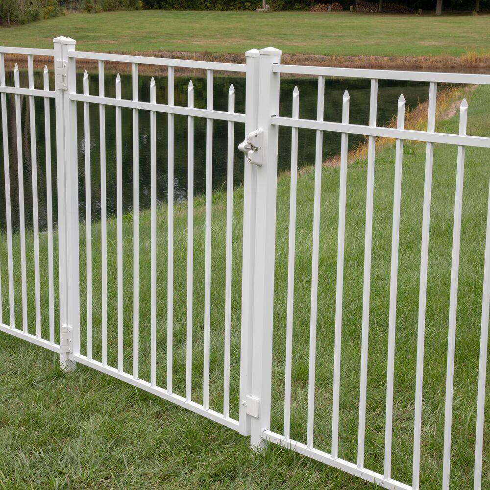 Barrette Outdoor Living Brilliance Standard-Duty 4-12 ft. H x 6 ft. W White Aluminum 3-Rail Fence Panel 73008913