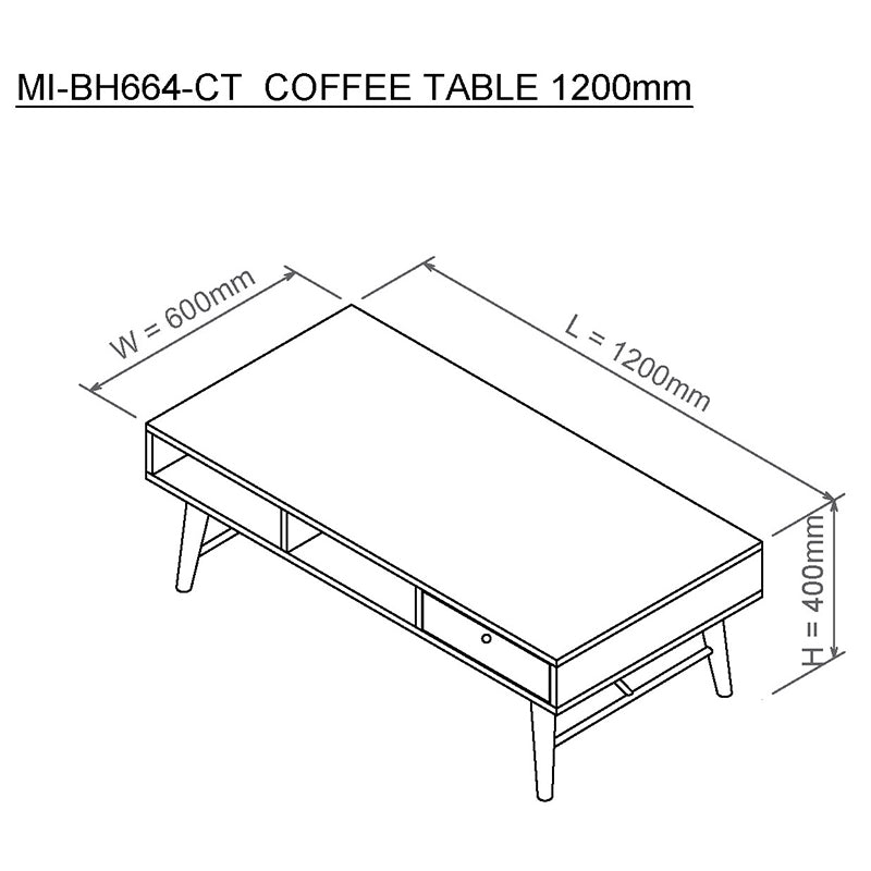 RANIA Coffee Table 120cm - Black Ash