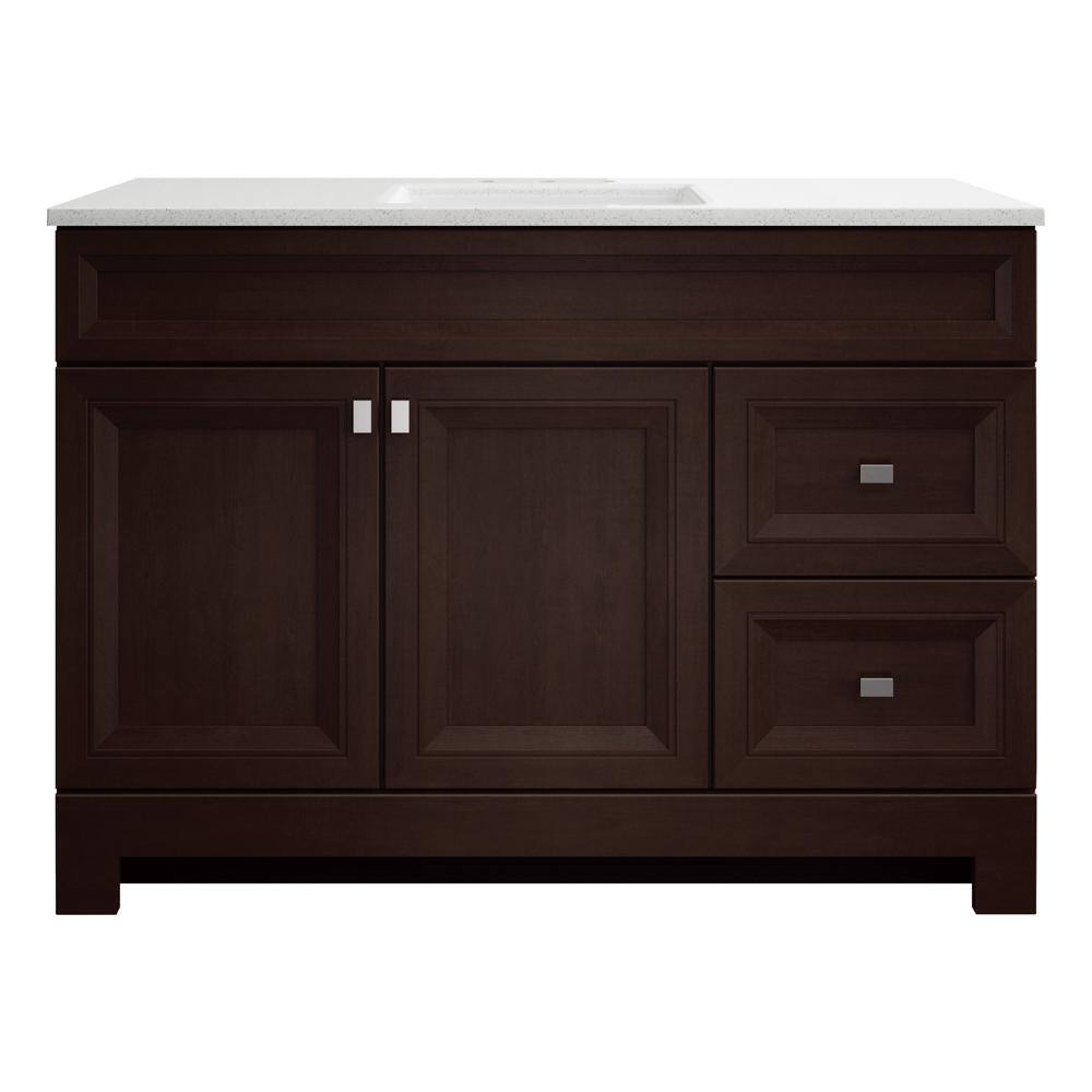 Home Decorators Collection Sedgewood 48.5 in. W Configurable Bath Vanity in Cognac with Solid Surface Top in Arctic with White Sink PPLNKDCG48D