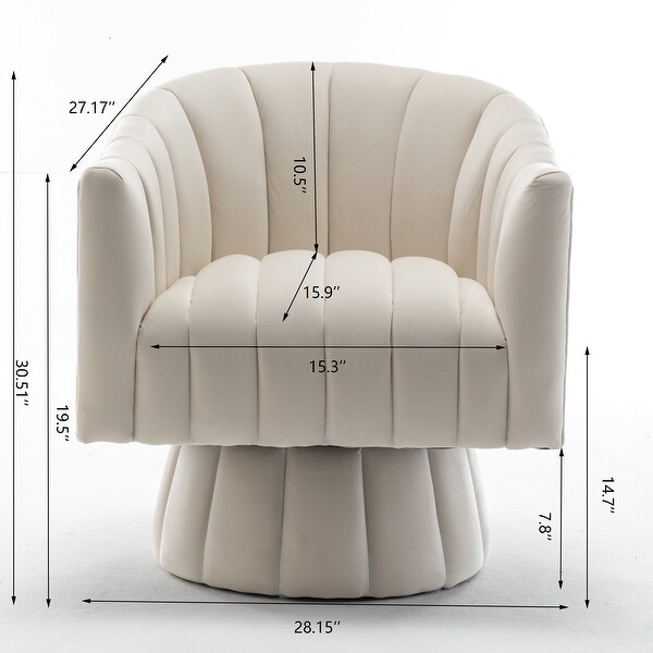 SEYNAR Modern Glam Velvet Upholstered Swivel Accent Arm Barrel Chair for Living Room