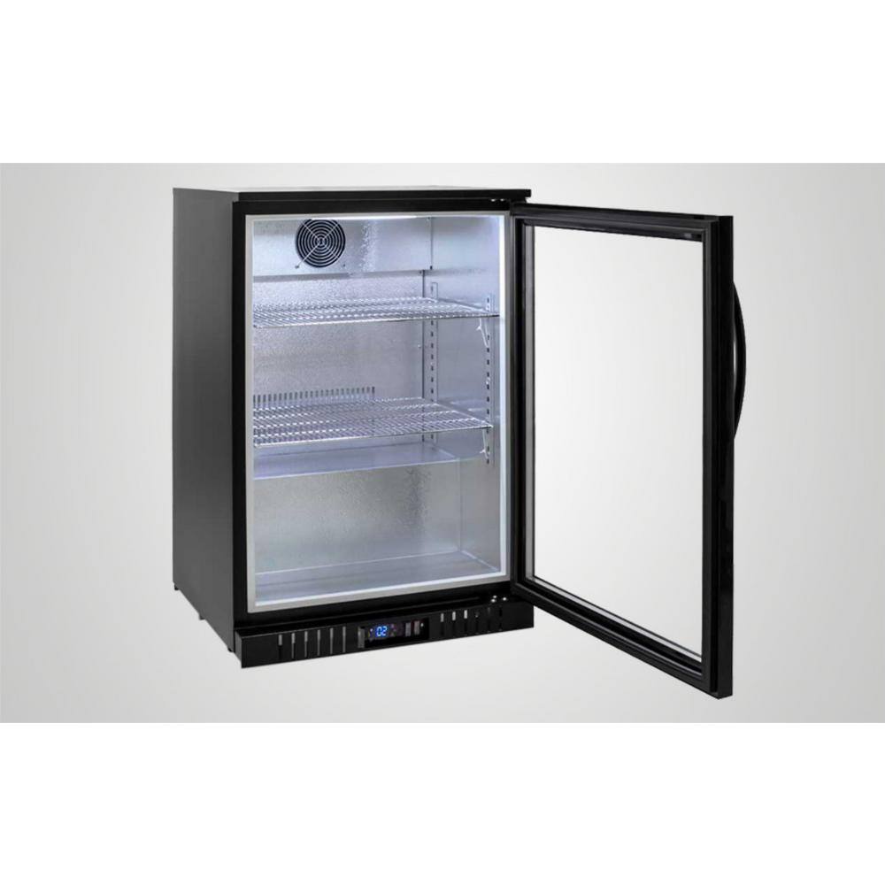 Cooler Depot 24 in. W 4.6 cu. ft. Commercial Glass Door Counter Height Back Bar Cooler Refrigerator with LED Lighting in Black DXXLG-138H