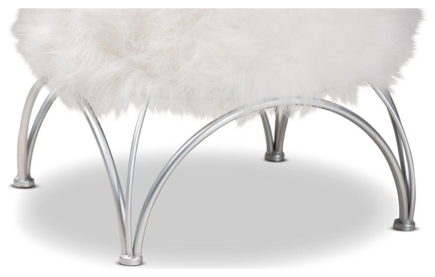 Baxton Studio Celia Modern and Contemporary White Faux Fur Upholstered...   Contemporary   Footstools And Ottomans   by HedgeApple  Houzz