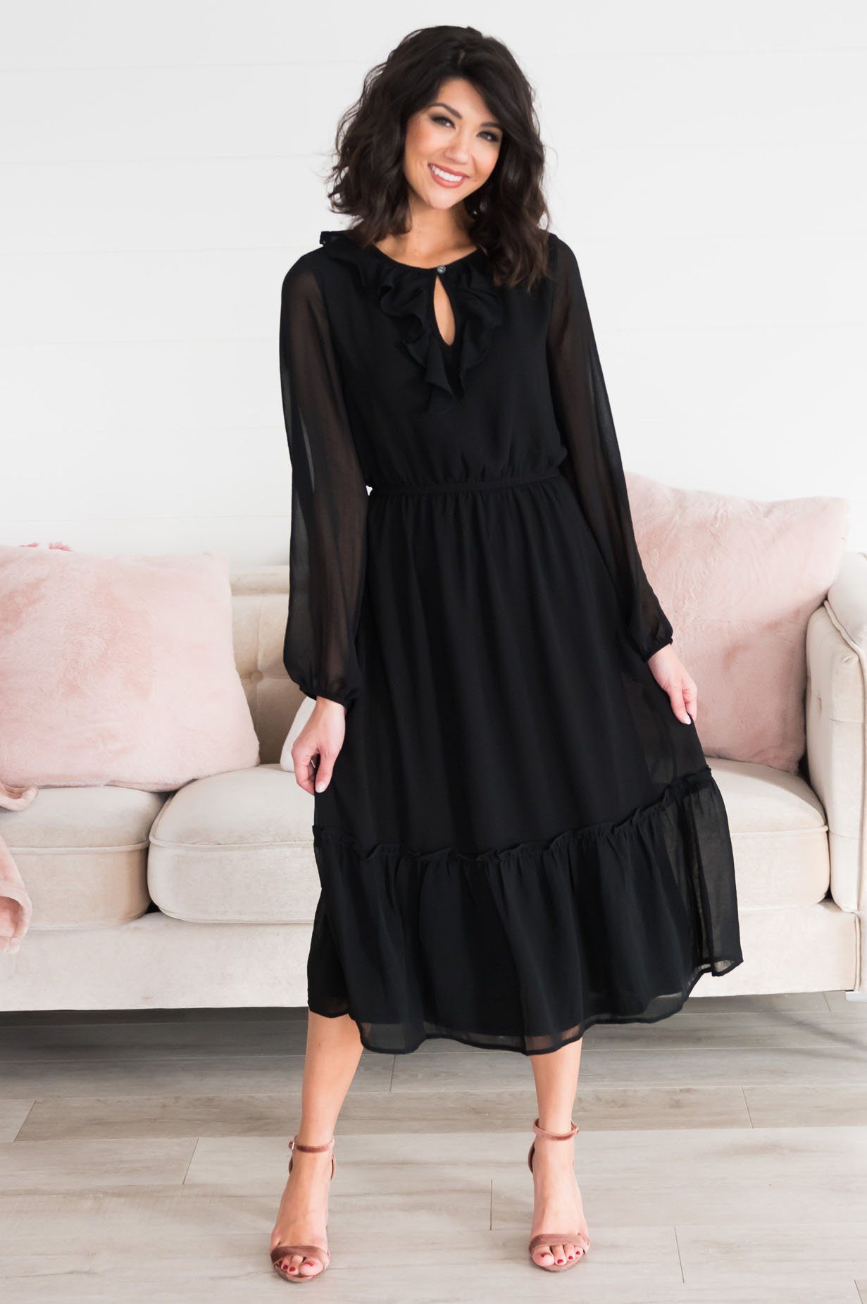 The Faith Modest Ruffle Dress