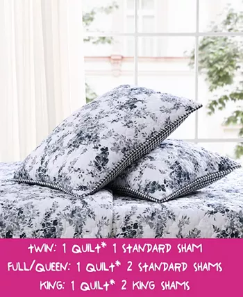 Betsey Johnson 2 Piece Floral Vineyard Quilt Set， Twin