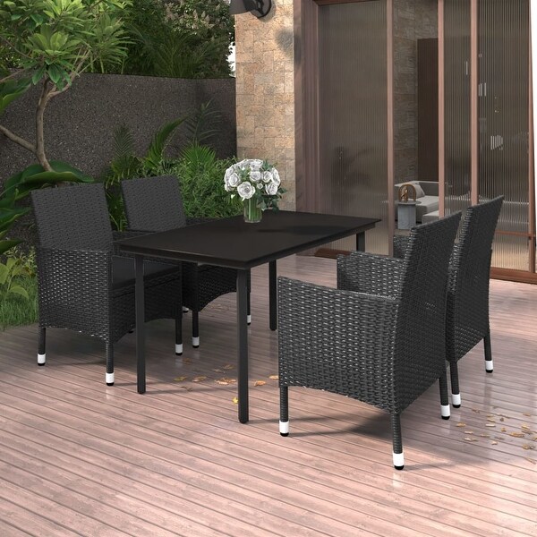 vidaXL Patio Dining Set Outdoor Table and Chair Set Poly Rattan and Glass