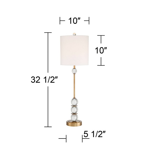 Tall Set Of 2 Brass Crystal With Dimmer Off White Shade For Bedroom Living Room Bedside