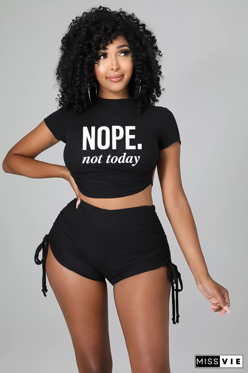 Sportswear Backless Crop Tops And Shorts 2 Piece Set