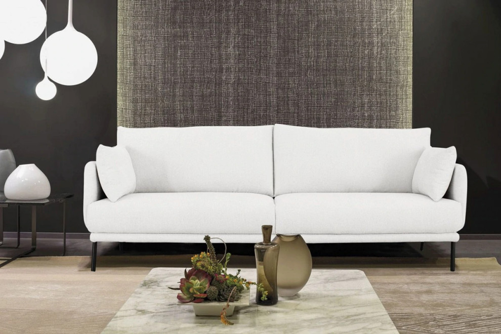 Nadia Modern White Fabric Sofa   Modern   Sofas And Sectionals   by Virgil Stanis Design  Houzz