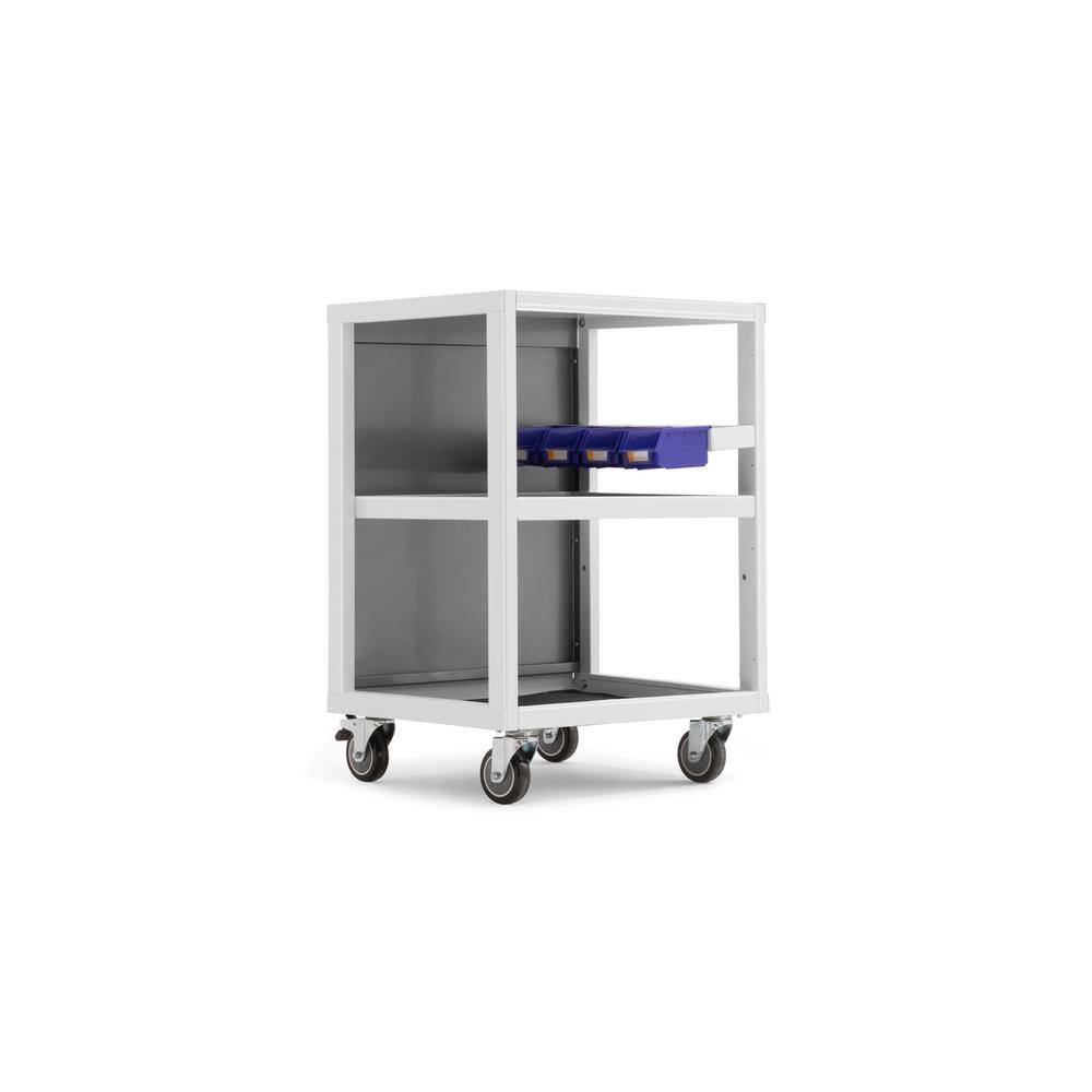 NewAge Products Pro Series 24 in. W x 34.25 in. H x 20.5 in. D 18-Gauge Steel Utility Cart in Platinum 51330