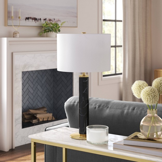 Faux Marble Stick Table Lamp