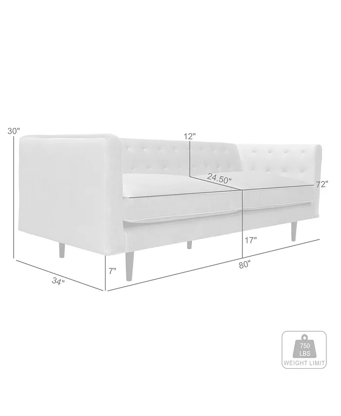 Armen Living Annabelle 80 Velvet with Wood Legs Sofa