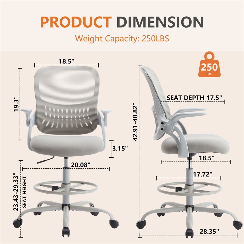 Ergonomic High Office Chair with Flip up Armrests and Cushion   N/A