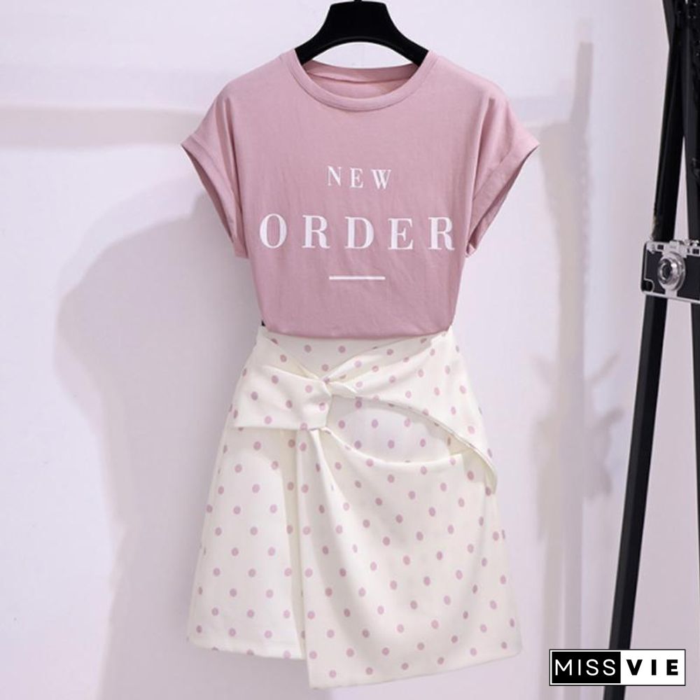 Letter Tee+Pokla Dots Skirt P13255