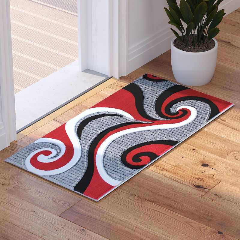 Masada Rugs Masada Rugs Sophia Collection 2'x3' Modern Contemporary Hand Sculpted Area Rug in Red